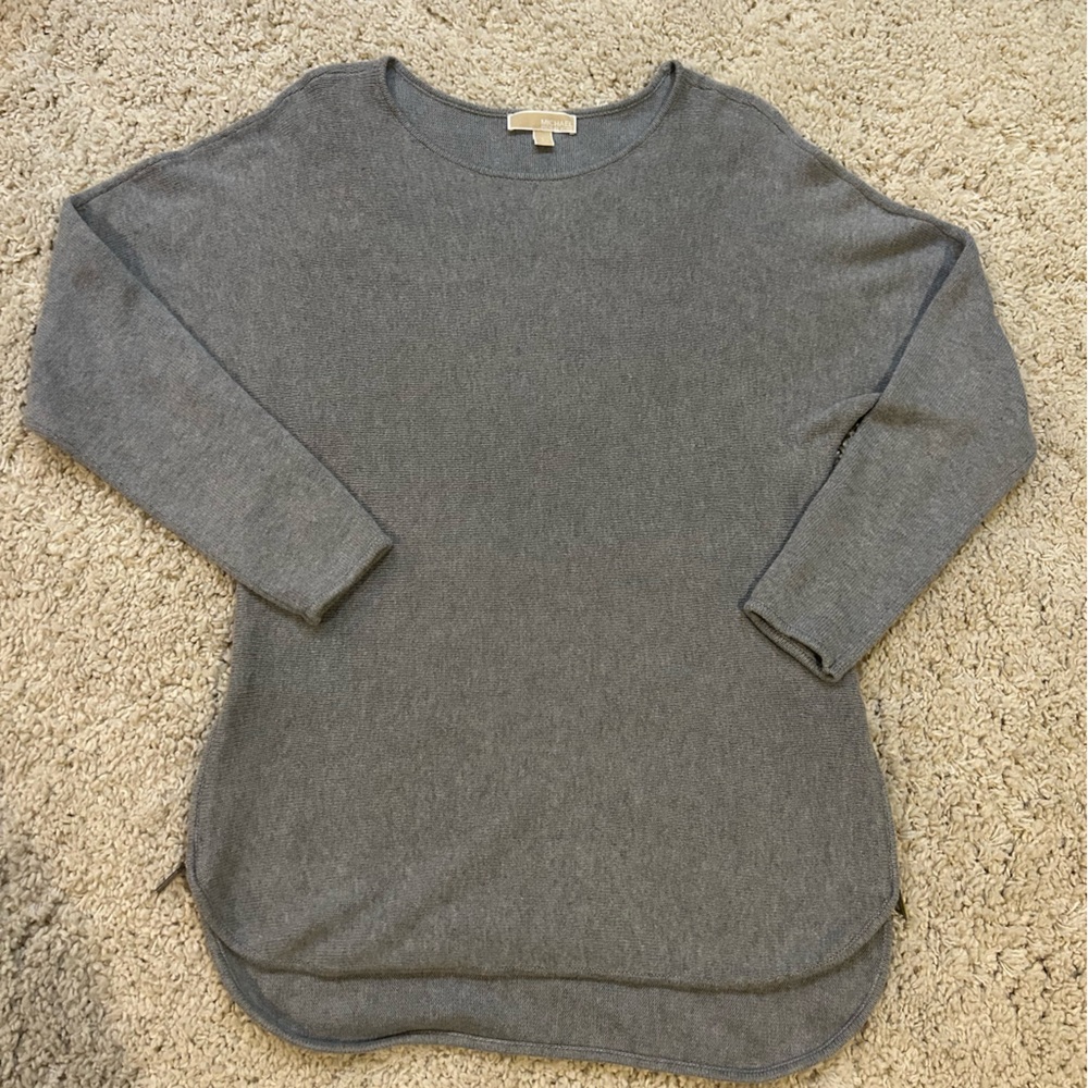 Michael Kors‎ Heather Gray Knit Sweater with Side Zippers Size L